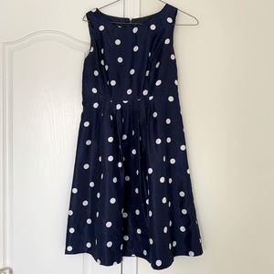 Navy white polka dot formal dress